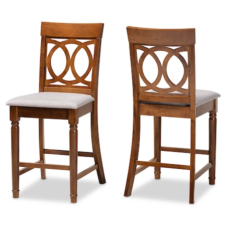 Baxton Studio Violet Grey Upholstered and Walnut Wood 2-Piece Pub Chair Set 167-9891